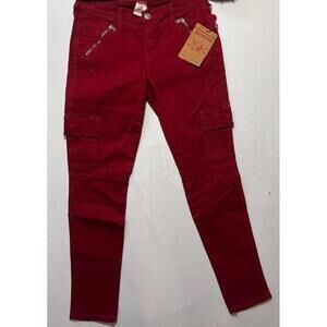 True Religion Casey Men’s Pants 30x28 Red Cargo Twill Zip Pocket NWT